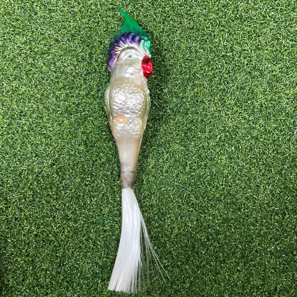Vintage Blown Glass Bird Christmas Ornaments Clip On Spun Tails MCM Read